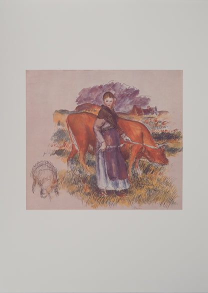 Pierre Auguste RENOIR : La Jeune Gardienne de Vaches à Saint Briac - Lithographie signée