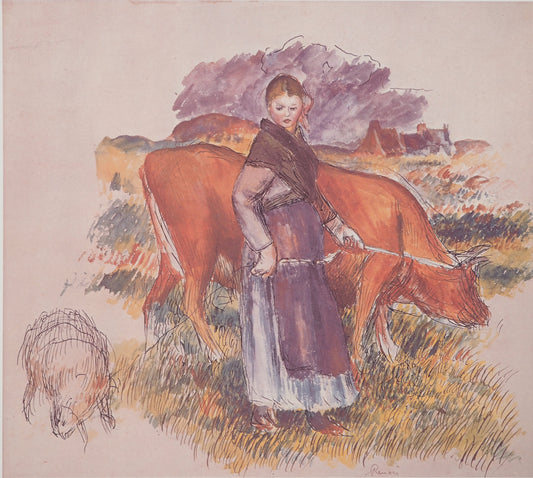 Pierre Auguste RENOIR : La Jeune Gardienne de Vaches à Saint Briac - Lithographie signée