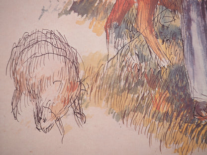Pierre Auguste RENOIR : La Jeune Gardienne de Vaches à Saint Briac - Lithographie signée