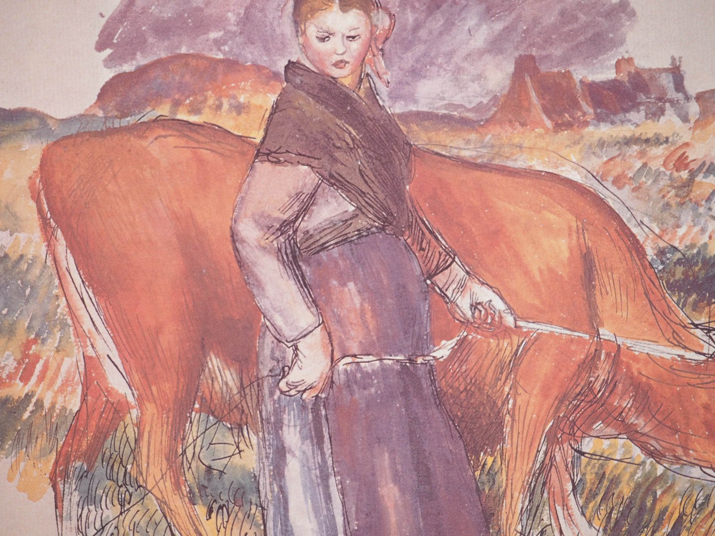 Pierre Auguste RENOIR : La Jeune Gardienne de Vaches à Saint Briac - Lithographie signée