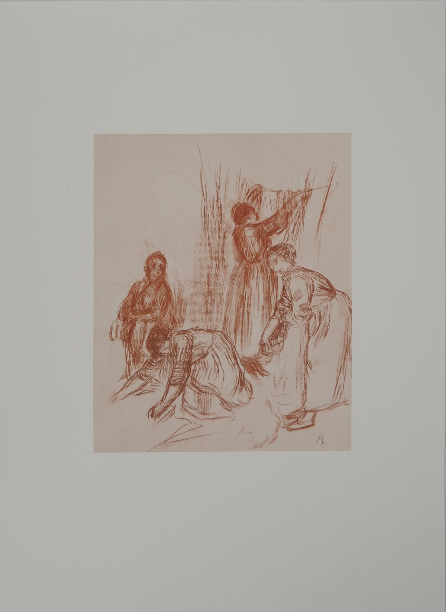Pierre Auguste RENOIR : Les lavandières - Lithographie signée