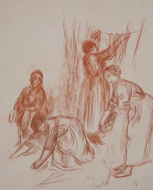 Pierre Auguste RENOIR : Les lavandières - Lithographie signée