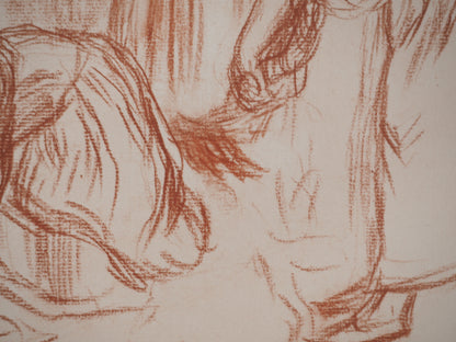 Pierre Auguste RENOIR : Les lavandières - Lithographie signée