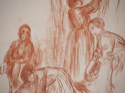 Pierre Auguste RENOIR : Les lavandières - Lithographie signée