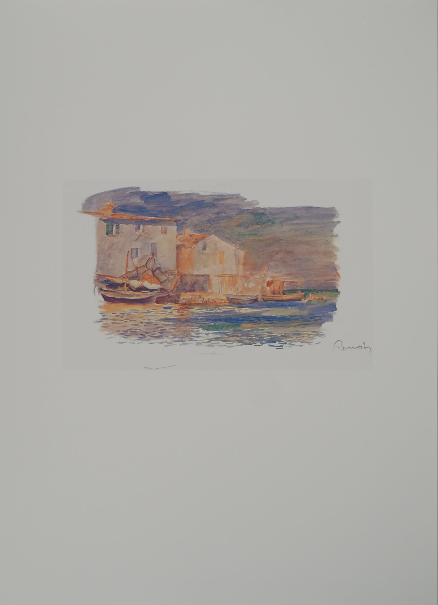 Pierre Auguste RENOIR : Maisons de Pêcheurs à Martigues - Lithographie signée