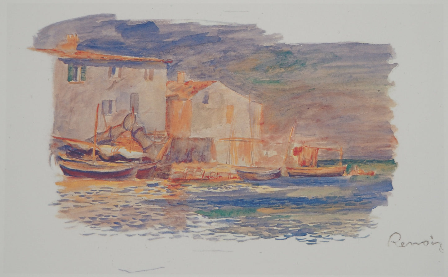 Pierre Auguste RENOIR : Maisons de Pêcheurs à Martigues - Lithographie signée