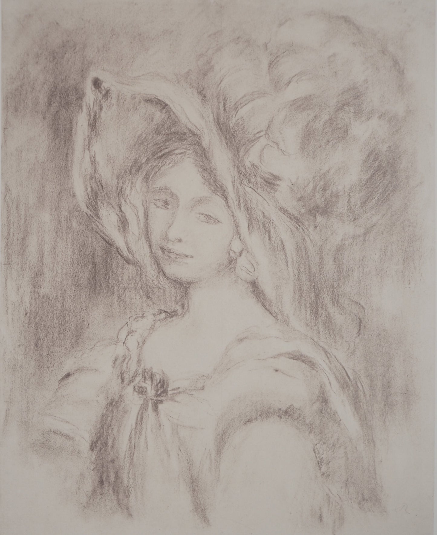 Pierre Auguste RENOIR : Portrait d'Amélie Dieterle - Lithographie