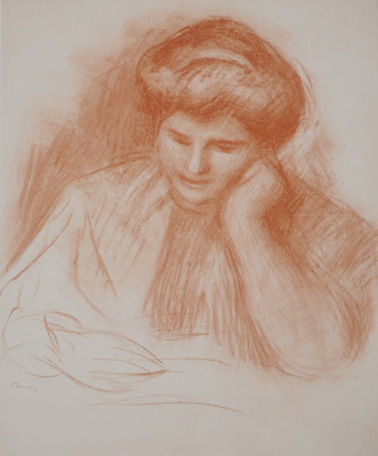 Pierre Auguste RENOIR : Jeune Femme studieuse - Lithographie signée