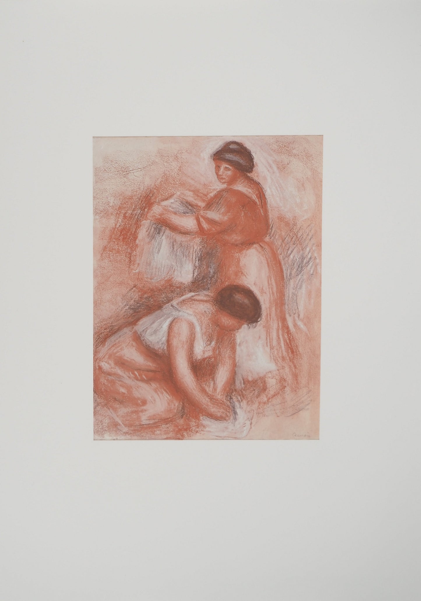 Pierre Auguste RENOIR : Les lavandières au chignon - Lithographie signée