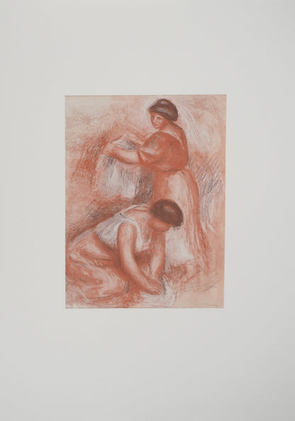 Pierre Auguste RENOIR : Les lavandières au chignon - Lithographie signée
