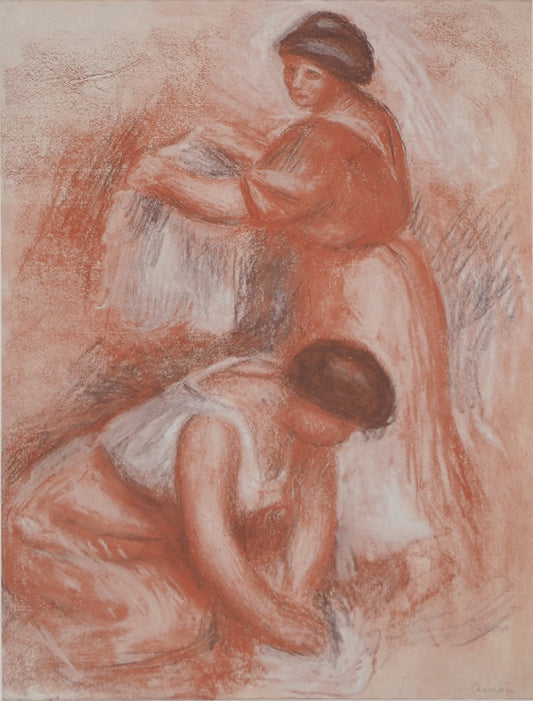Pierre Auguste RENOIR : Les lavandières au chignon - Lithographie signée