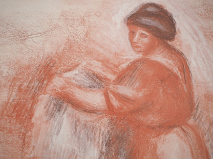 Pierre Auguste RENOIR : Les lavandières au chignon - Lithographie signée