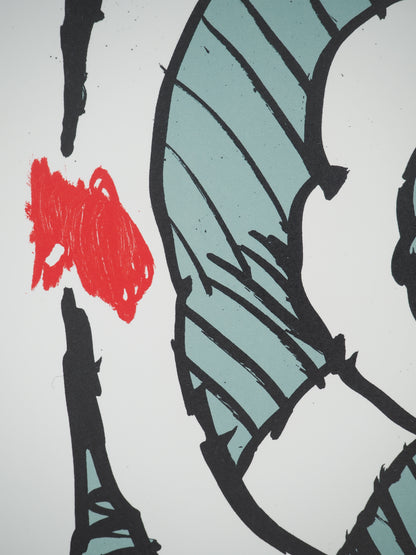 Pierre ALECHINSKY : Festival d'automne (Bleu) - Lithographie en couleurs