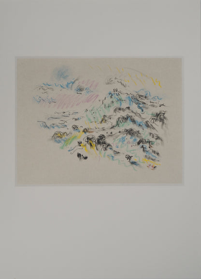 André MASSON : La brume sur la montagne Sainte Victoire - Lithographie