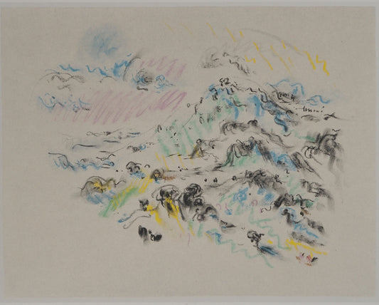 André MASSON : La brume sur la montagne Sainte Victoire - Lithographie