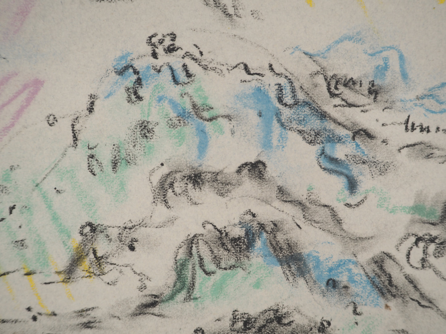 André MASSON : La brume sur la montagne Sainte Victoire - Lithographie