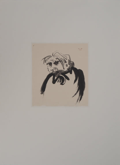 André MASSON : Autoportrait zen - Lithographie signée