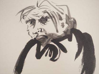 André MASSON : Autoportrait zen - Lithographie signée