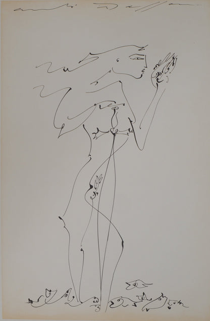 André MASSON : Jeune fille à l'épée - Lithographie signée