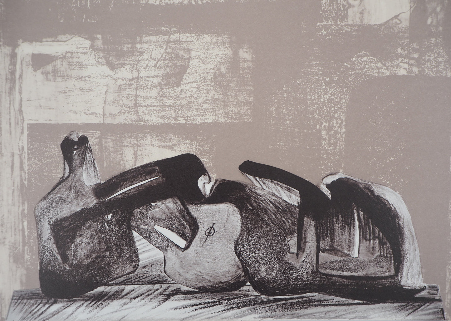 Henry MOORE : Figure allongée - Lithographie originale