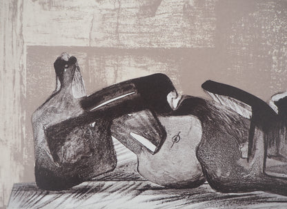 Henry MOORE : Figure allongée - Lithographie originale