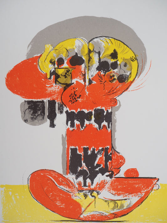 Graham SUTHERLAND : Composition en jaune et rouge - Lithographie originale