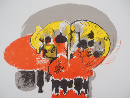 Graham SUTHERLAND : Composition en jaune et rouge - Lithographie originale