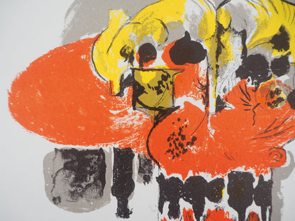 Graham SUTHERLAND : Composition en jaune et rouge - Lithographie originale