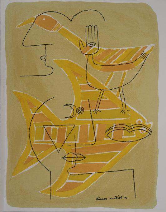 Victor BRAUNER : Portrait surréaliste (Traces interstices) - Lithographie originale