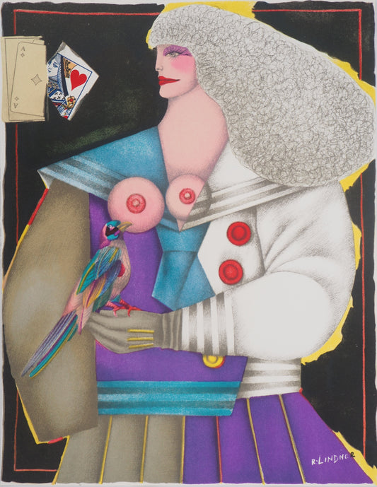 Richard LINDNER : Dame de coeur - Lithographie originale Signée