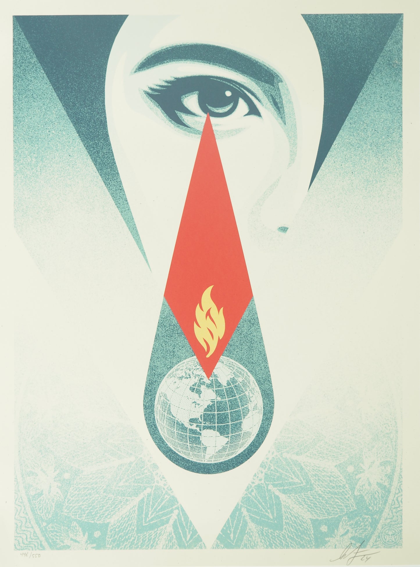 Shepard FAIREY (OBEY) : Tear Flame - Lithographie originale signée