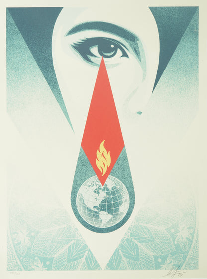 Shepard FAIREY (OBEY) : Tear Flame - Lithographie originale signée