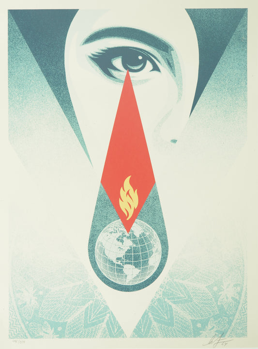 Shepard FAIREY (OBEY) : Tear Flame - Lithographie originale signée