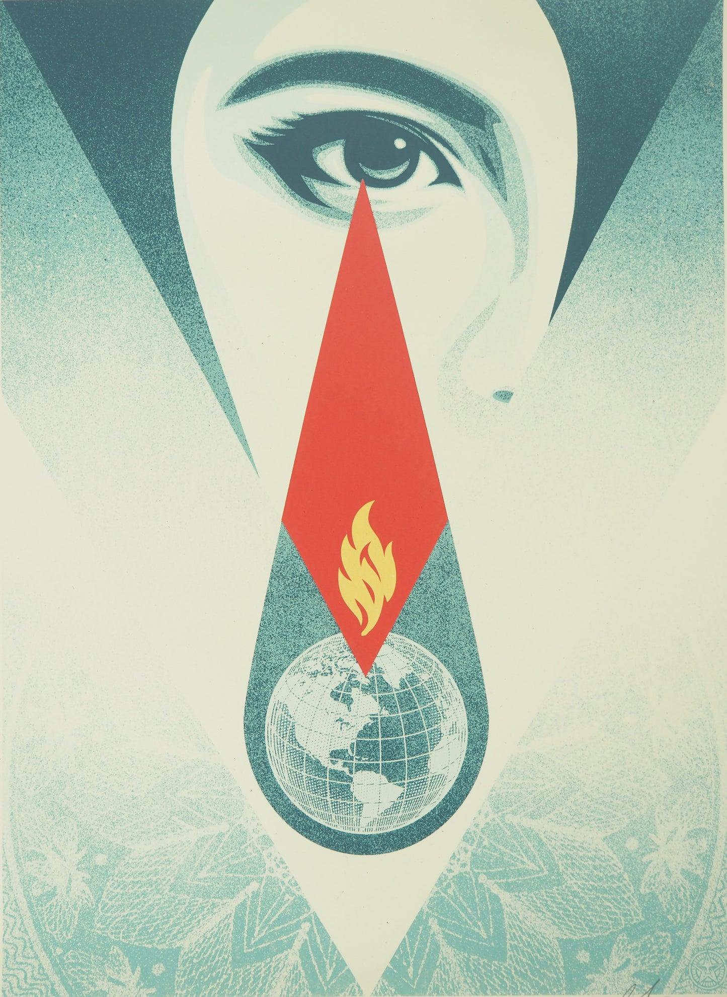 Shepard FAIREY (OBEY) : Tear Flame - Lithographie originale signée