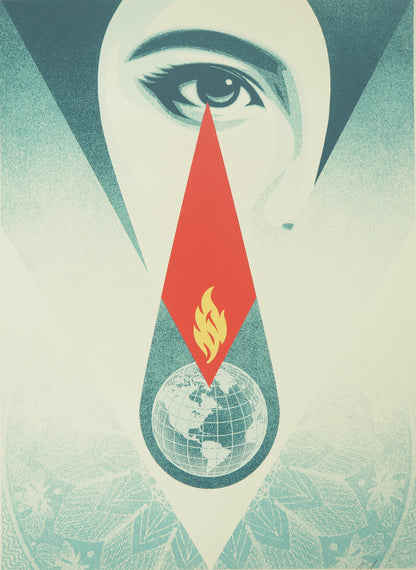 Shepard FAIREY (OBEY) : Tear Flame - Lithographie originale signée