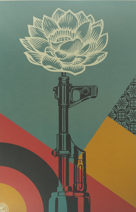 Shepard FAIREY (OBEY) : AK 47 Lotus - Lithographie originale signée