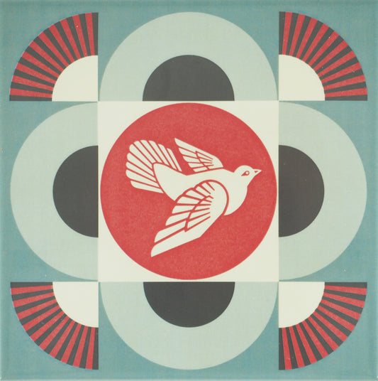 Shepard FAIREY (OBEY) : Geometric dove (blue) - Céramique signée