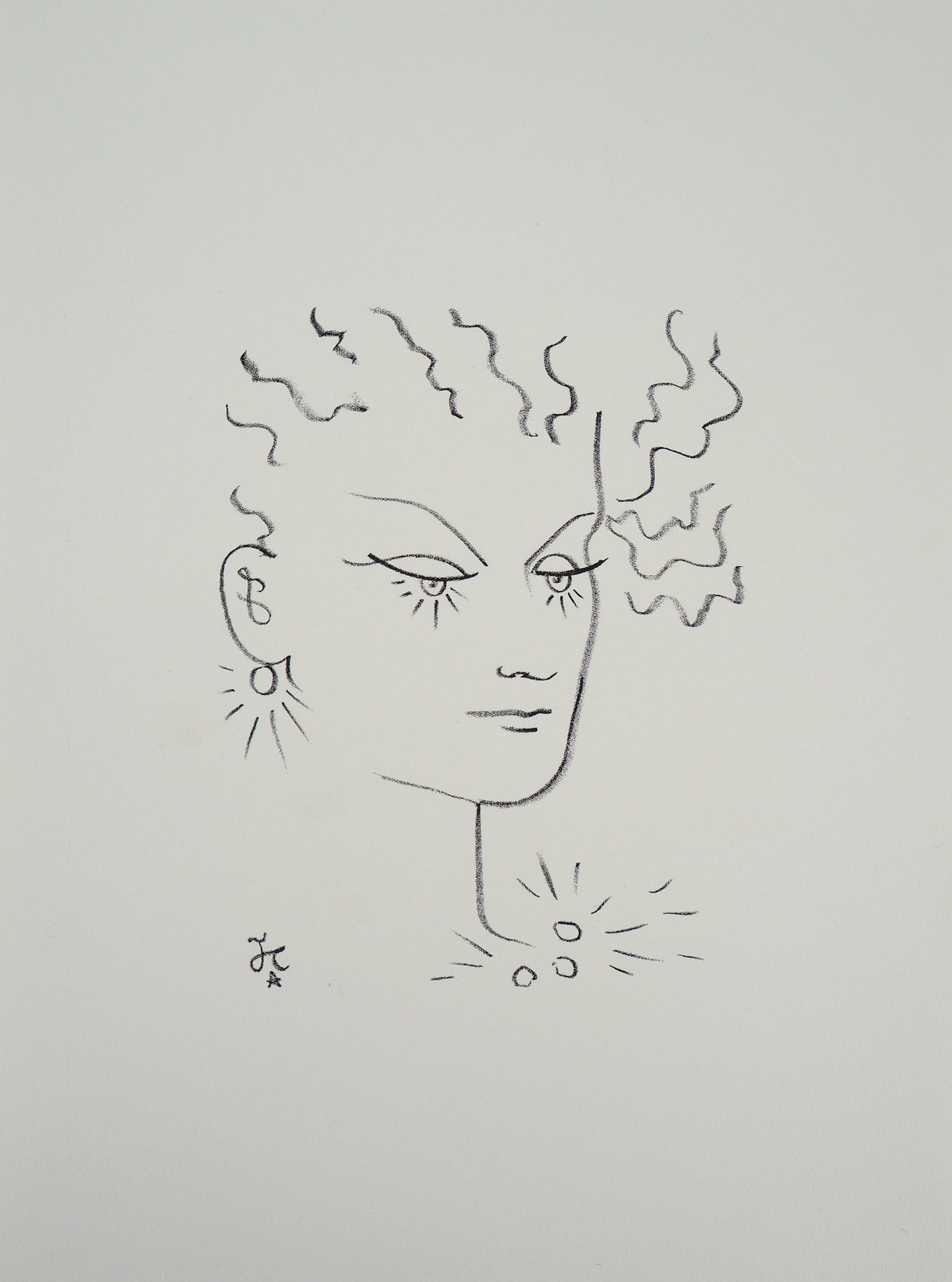 Jean COCTEAU : La parure de perles - Lithographie signée