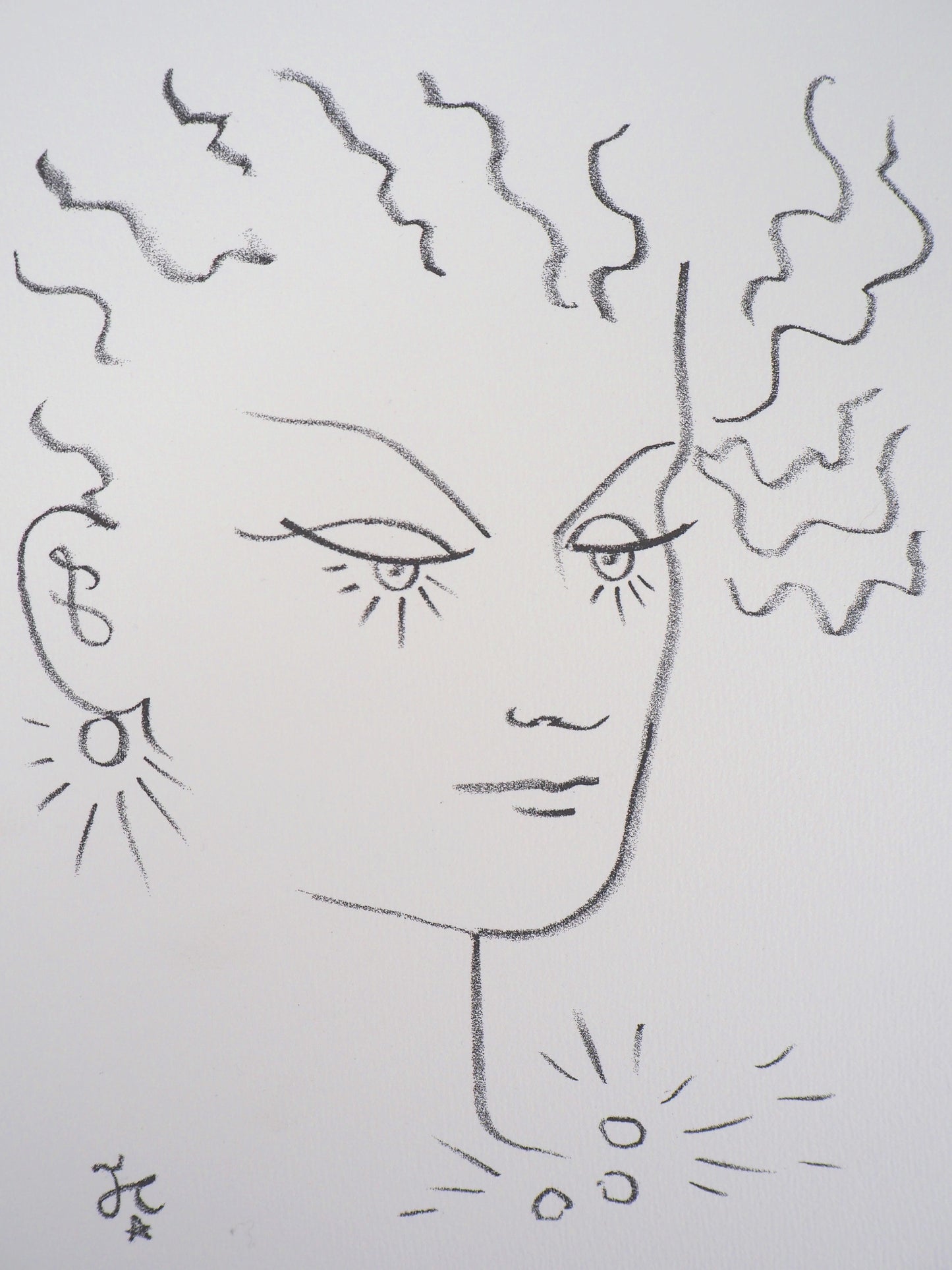 Jean COCTEAU : La parure de perles - Lithographie signée