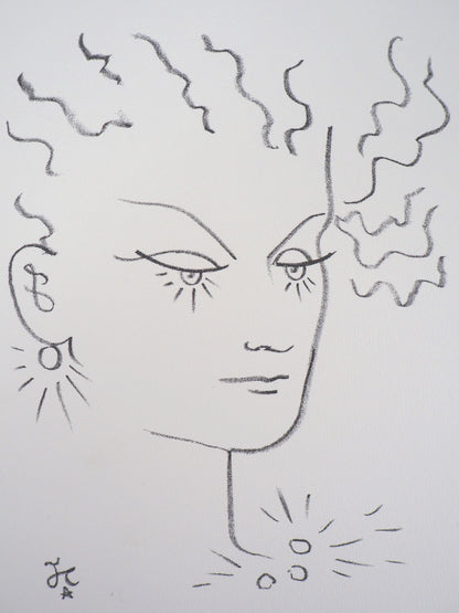 Jean COCTEAU : La parure de perles - Lithographie signée