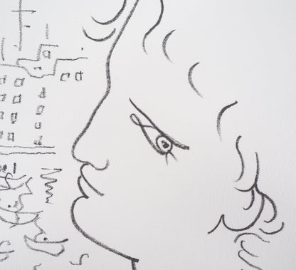 Jean COCTEAU : Venise, profil d'homme - Lithographie signée