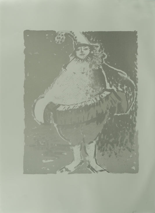Roger CRUSAT : Le clown gris - Lithographie originale