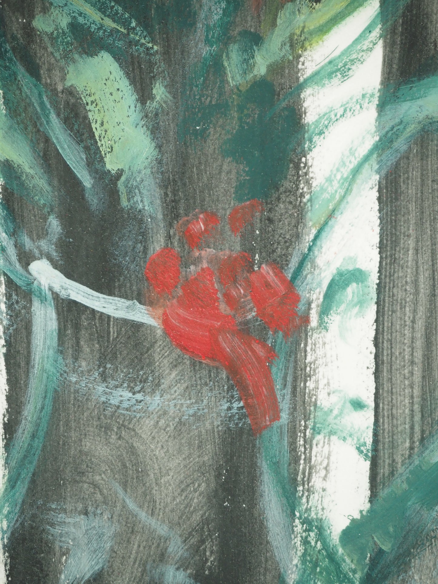 Roger CRUSAT : Bouquet d'anémone rouges - Gouache sur papier