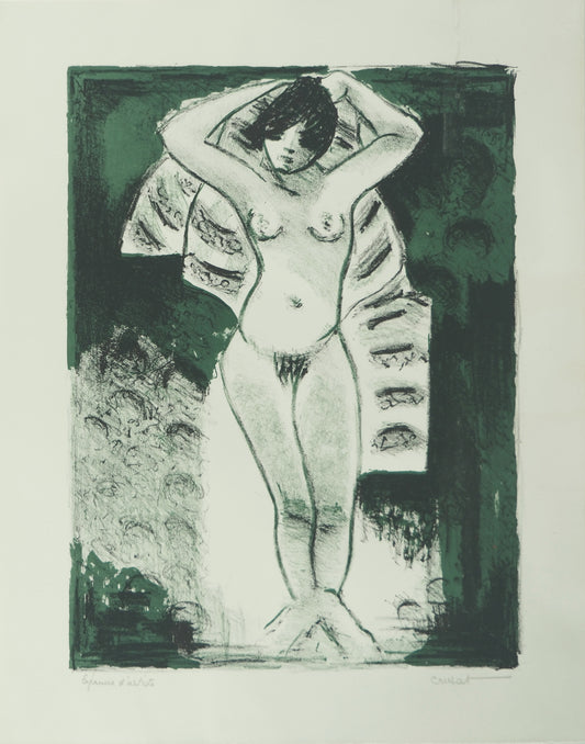 Roger CRUSAT : Nu à la serviette - Lithographie originale signée