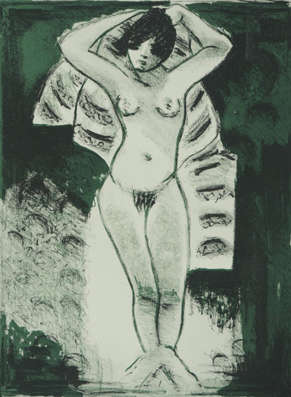 Roger CRUSAT : Nu à la serviette - Lithographie originale signée