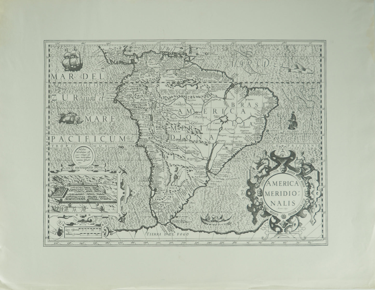 Jocodus HONDIUS : Carte de l'Amérique méridionale
