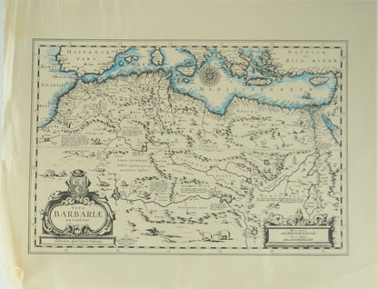 Johannes JANSSONIUS  : Carte du Maghreb en couleurs