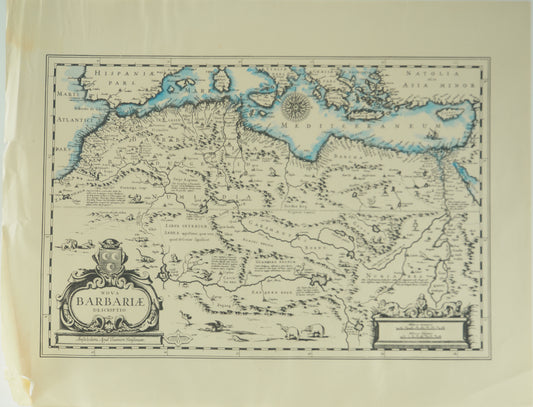 Johannes JANSSONIUS  : Carte du Maghreb en couleurs