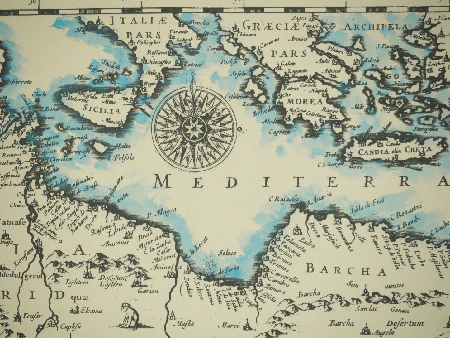 Johannes JANSSONIUS  : Carte du Maghreb en couleurs