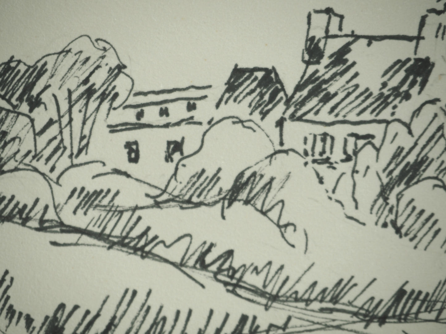 Roger CRUSAT : Village provençal - Dessin original signé